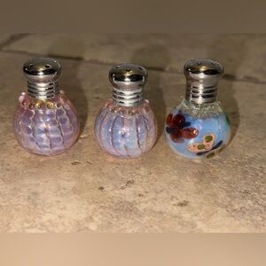 mouth blown vintage salt & pepper shakers with iredessient colored details